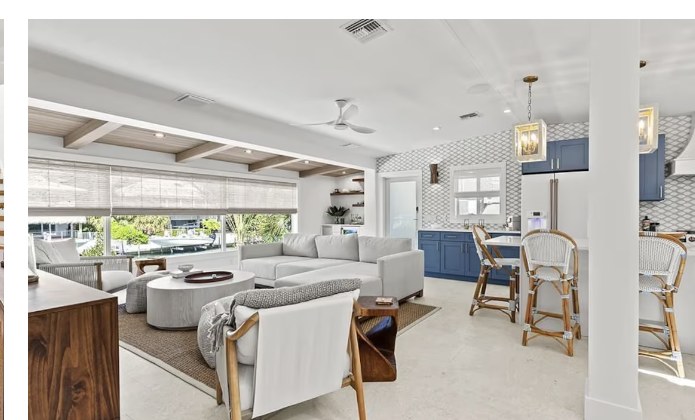 Open living looking to kitchen