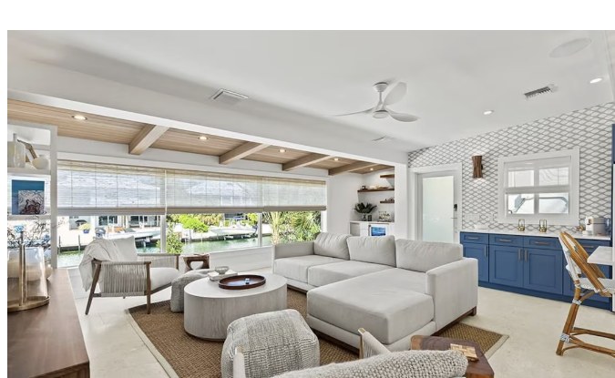 Living room with canal view